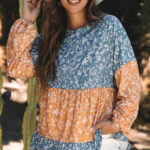 Blusa Naranja Con Volados Cuello Redondo