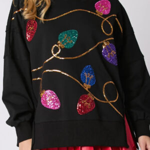 Buzo Negro Con Lentejuelas Oversize
