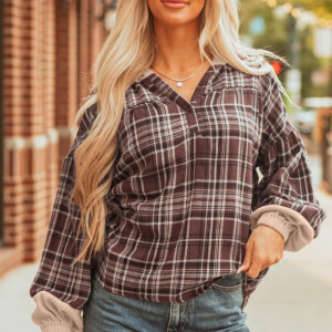 Blusa Marrón Escocés Manga Larga