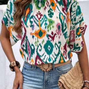 Blusa Multicolor Estilo Western Cuello Alto