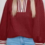 Buzo Rojo Intenso Patchwork Con Cierre