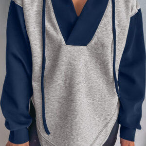 Hoodie Gris Claro Patchwork Escote V