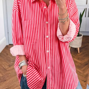 Camisa Rojo a Rayas Manga Larga