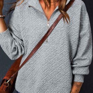 Buzo Gris Textura Con Cierre