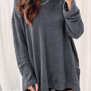 Top Gris Tejido Waffle Oversize