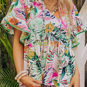 Blusa Blanco Con Volados Manga Corta