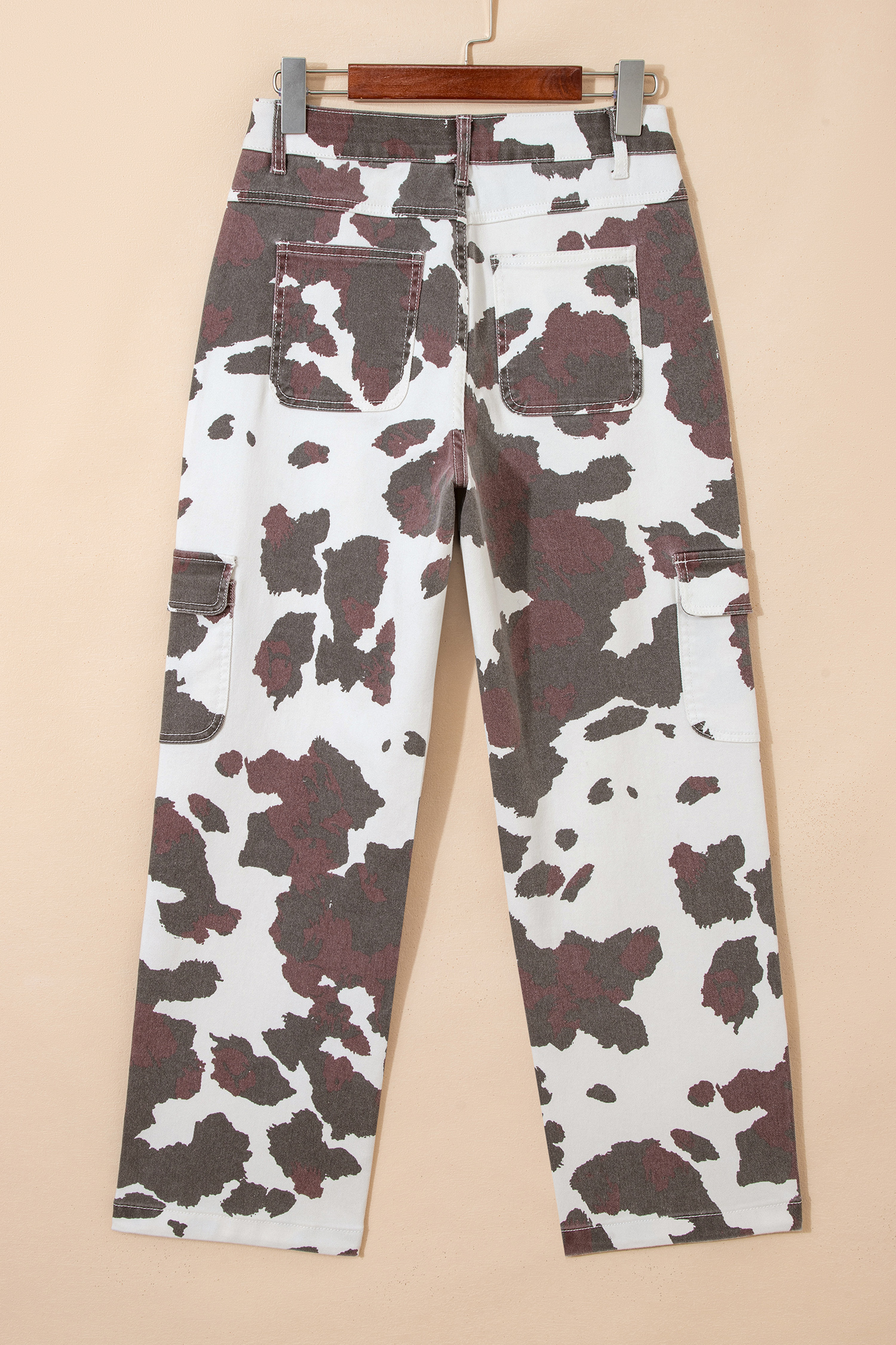 Jean Marrón Vaca Lunares Estampado Multicolor Con Bolsillos - Image 4