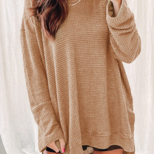 Top Caqui Tejido Waffle Oversize