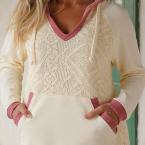 Hoodie Blanco Patchwork