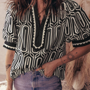Blusa Negro Combinado Manga Corta