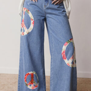 Jean Nomeolvides Floral Peace Símbolo Bordado Aplicado