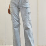 Jean Celeste Multicolor Con Bolsillos Y2K Urbano Moda