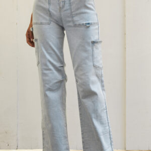 Jean Celeste Multicolor Con Bolsillos Y2K Urbano Moda