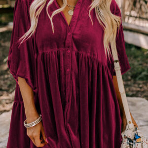 Camisa Bordó Manga 3/4 Estilo Babydoll