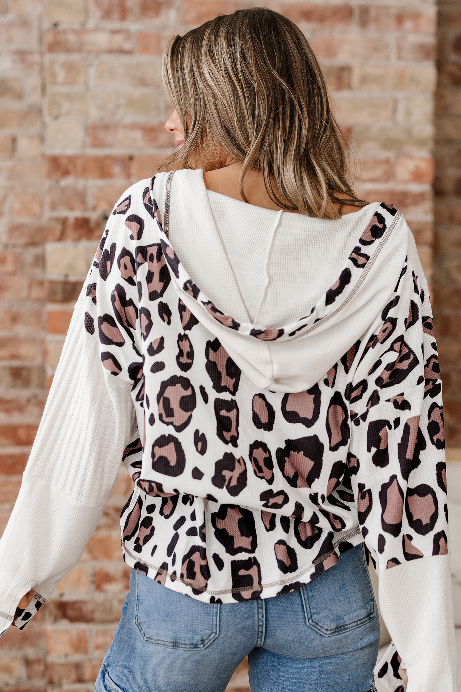 Hoodie Damasco Patchwork Oversize Con Cierre - Image 3