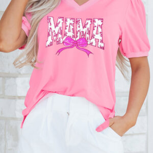 Blusa Rosa Floral Escote V