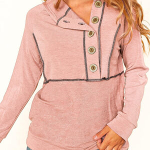Hoodie Rosa Con Botones