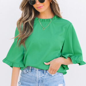 Blusa Verde Manga Corta Cuello Redondo