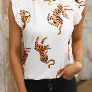 Blusa Blanco Manga Volado Cuello Redondo