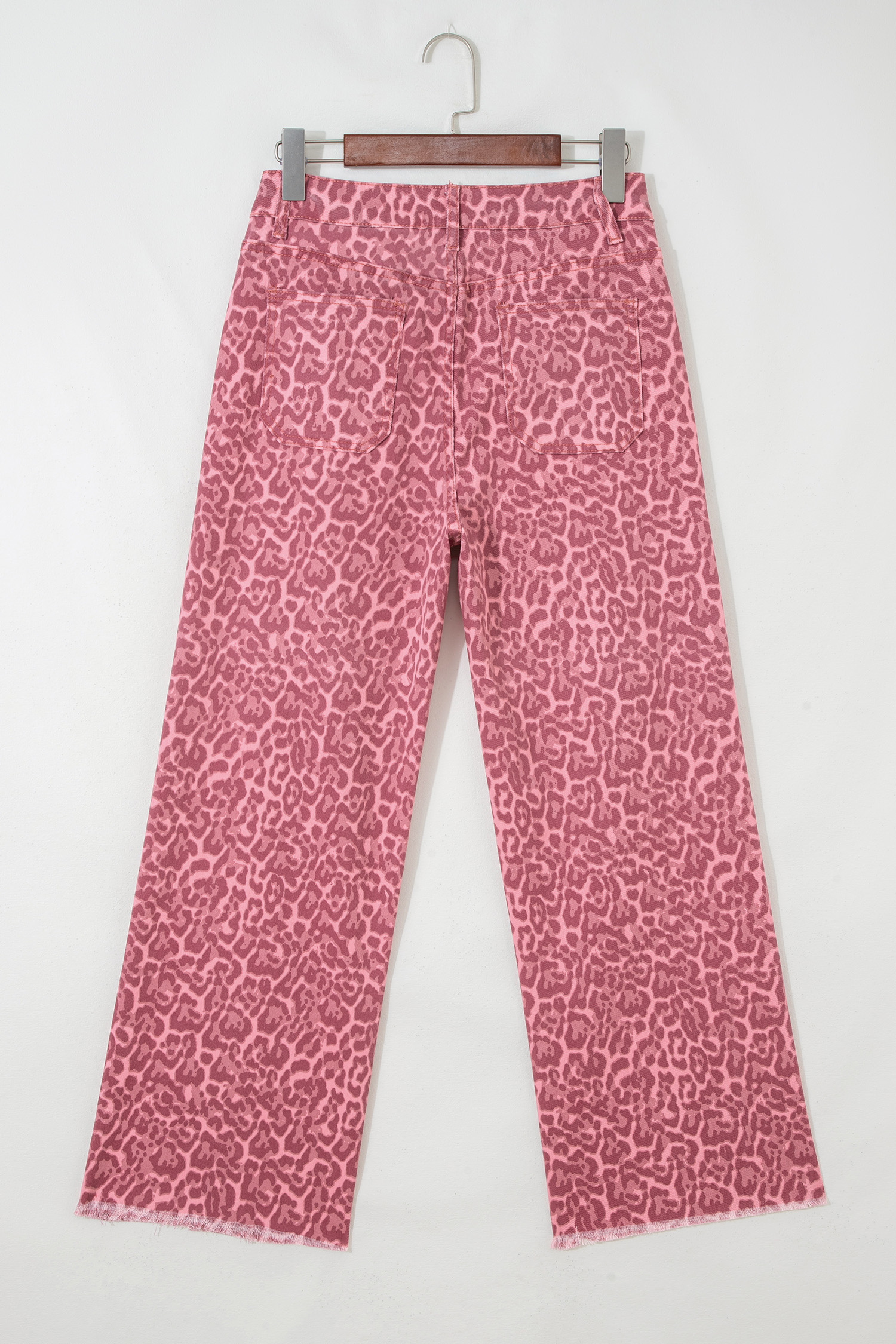 Jean Rosa Animal Print Leopardo Deshilachado Borde Pierna - Image 6