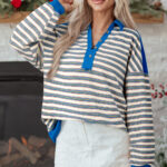 Top Azul a Rayas Escote V