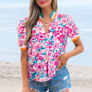 Blusa Rosa A Rayas Manga Corta
