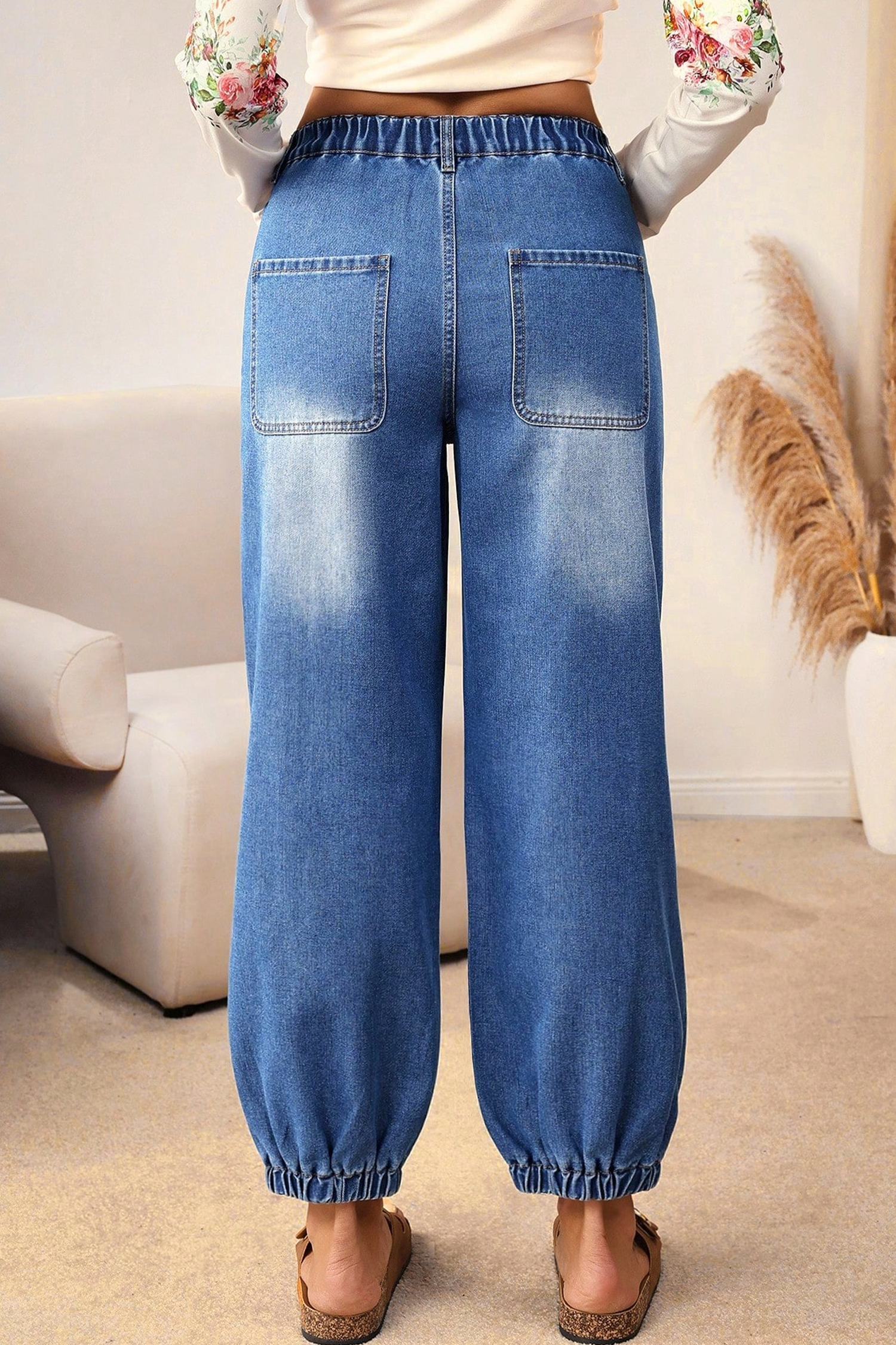 Jean Azul 4 Botones Delantero Tapered Casual Suelto Calce - Image 2