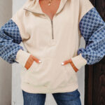 Hoodie Pergamino Patchwork Con Cierre