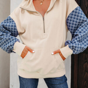 Hoodie Pergamino Patchwork Con Cierre