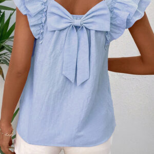 Blusa Celeste Con Nudo