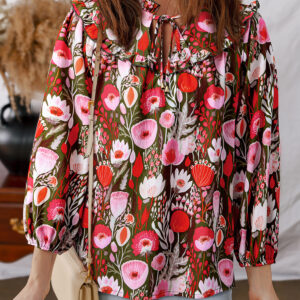 Blusa Rojo Floral Manga 3/4
