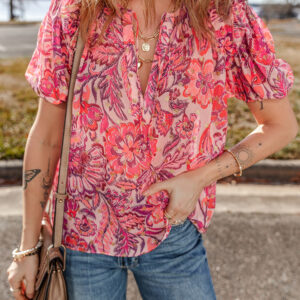 Blusa Rojo Con Volados Manga Corta