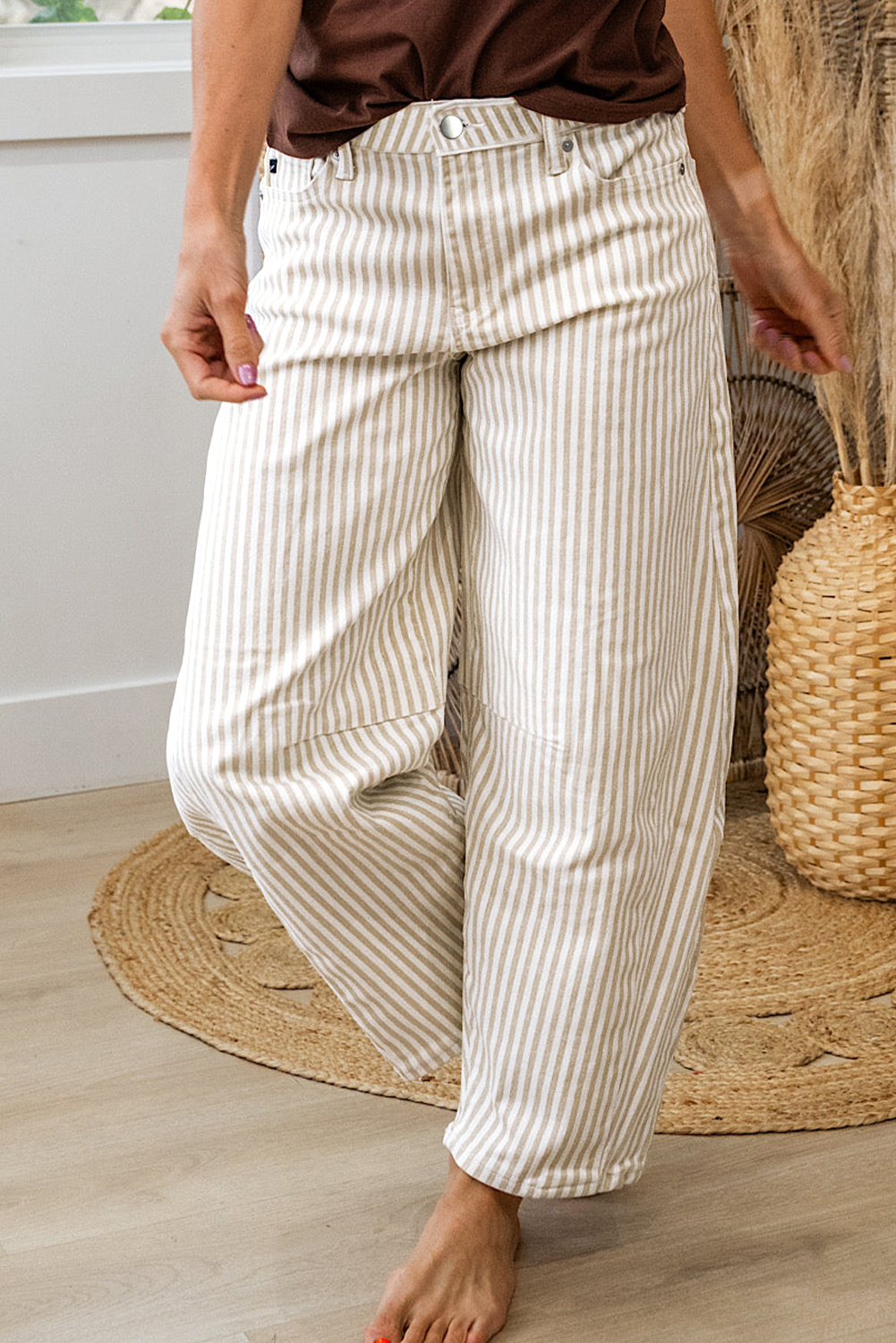 Jean Caqui Rayas Casual Barrel - Image 4