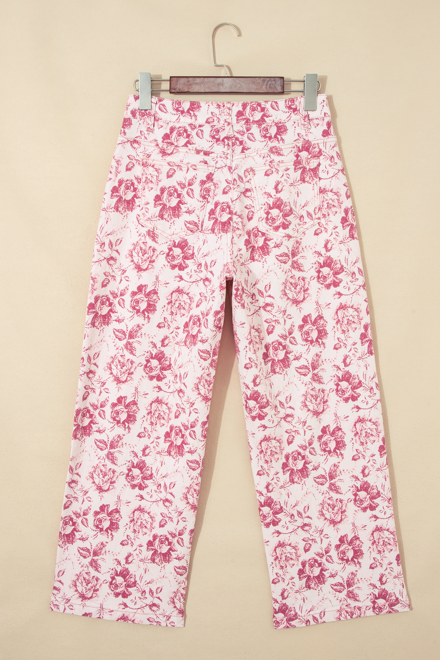 Jean Rosa Vintage Floral Estampado Relajado Pantalón - Image 6