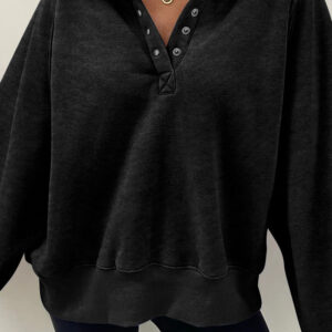 Buzo Negro Oversize Con Cuello