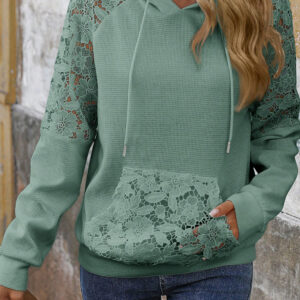 Hoodie Verde Humo Encaje