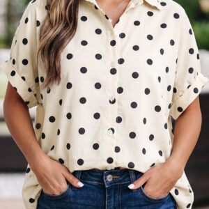 Camisa Beige Lunares Suelta