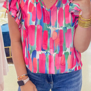 Blusa Rosa Con Volados Escote V
