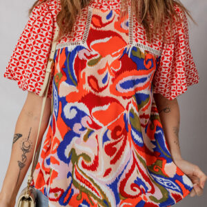 Blusa Rojo Manga Abullonada