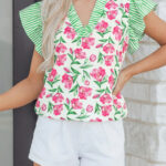 Blusa Multicolor Con Volados Escote V