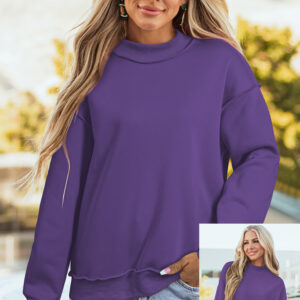 Buzo Violeta Hombro Caído Oversize Cuello Alto