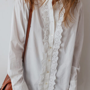 Camisa Blanco Encaje Con Cuello
