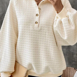 Buzo Beige Textura Con Cuello