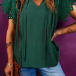 Blusa Verde Bordado Escote V