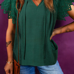 Blusa Verde Bordado Escote V