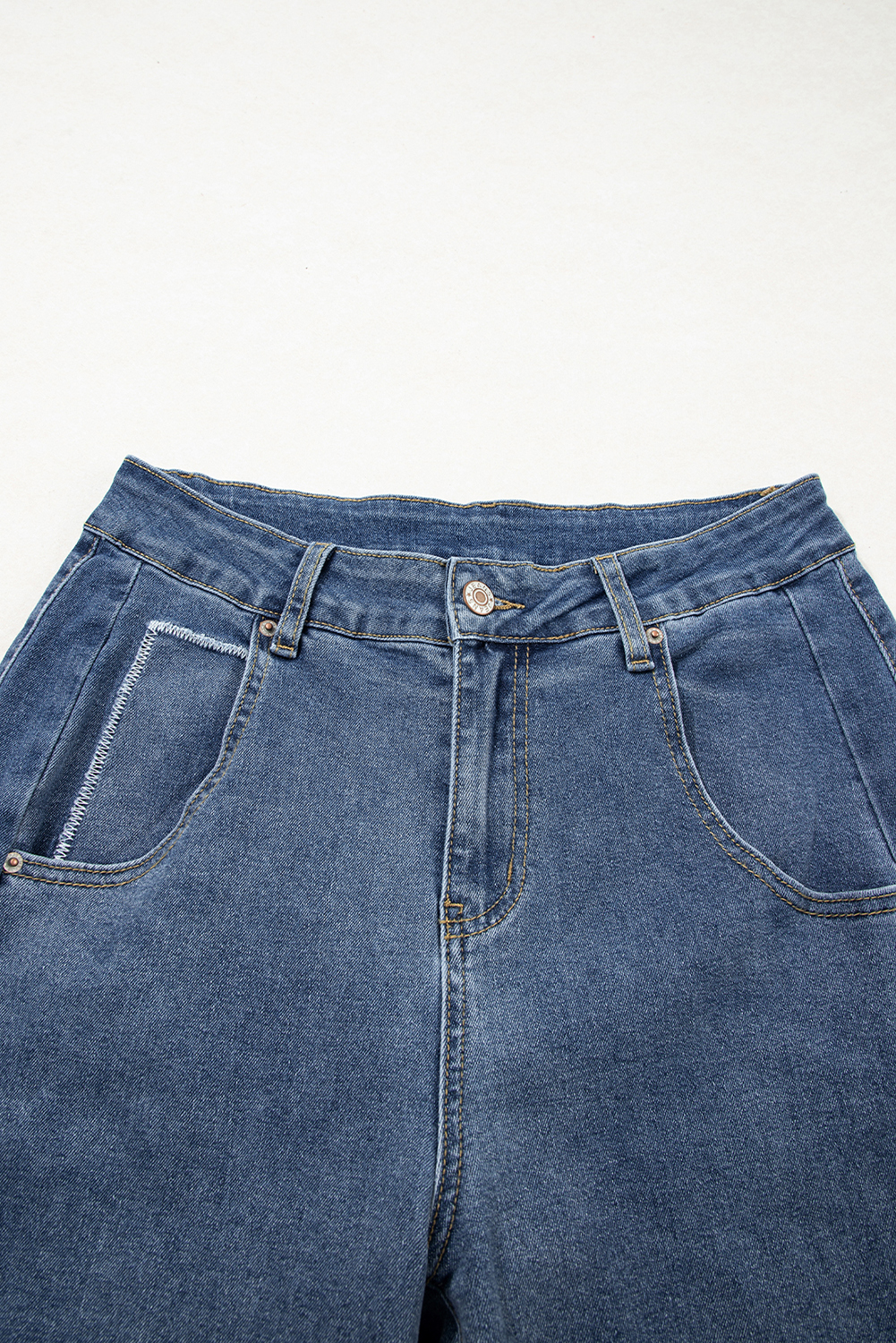 Jean Ashleigh Azul Con Costura Crudo Ruedo Pierna Ancha - Image 6