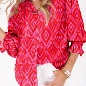 Camisa Rosa Frutilla Con Volados Manga 3/4
