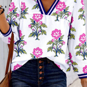 Blusa Blanco A Rayas Escote V