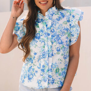 Camisa Azul Celeste Con Volados