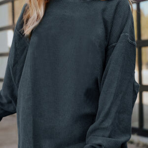 Buzo Gris Oscuro Acanalado Oversize
